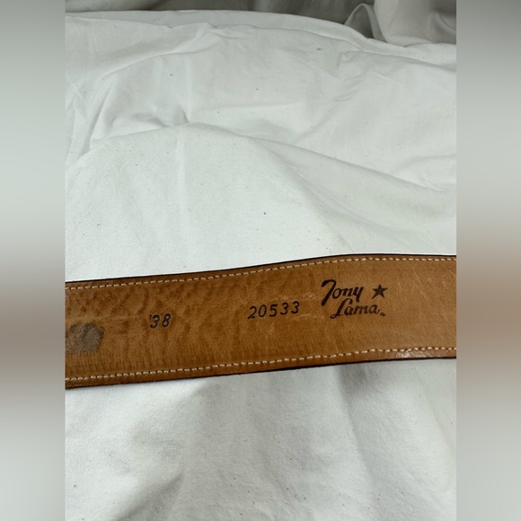 Vintage sterling 925 abalone belt buckle marlin Tony Lama lizard Mexico size 38 - Picture 14 of 15